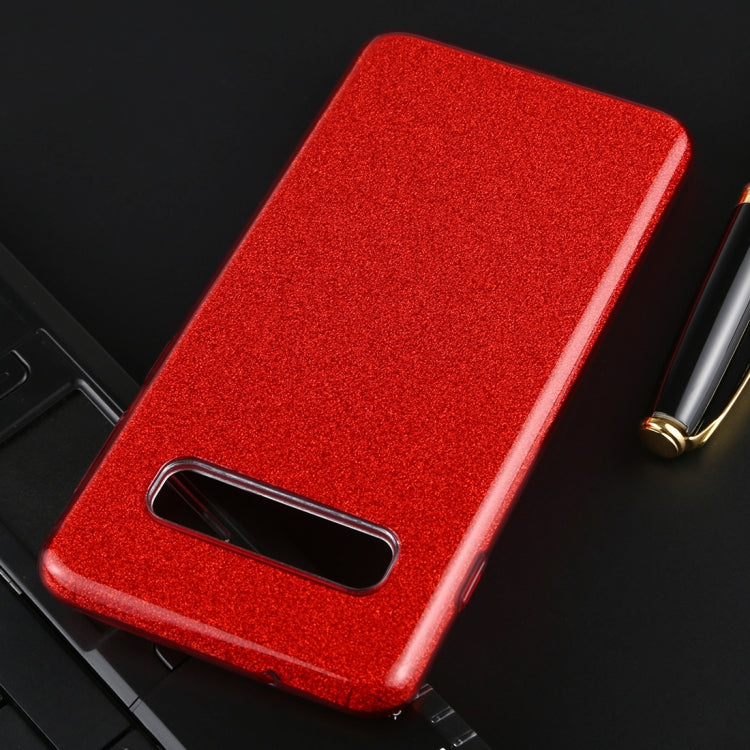 For Galaxy S10 Full Coverage TPU + PC Glittery Powder Protective Back Case