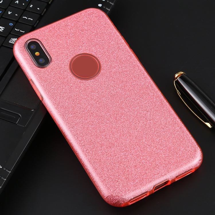 For iPhone XS / X Full Coverage TPU + PC Glittery Powder Protective Back Case