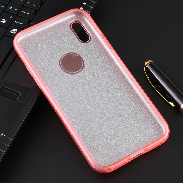 For iPhone XS / X Full Coverage TPU + PC Glittery Powder Protective Back Case