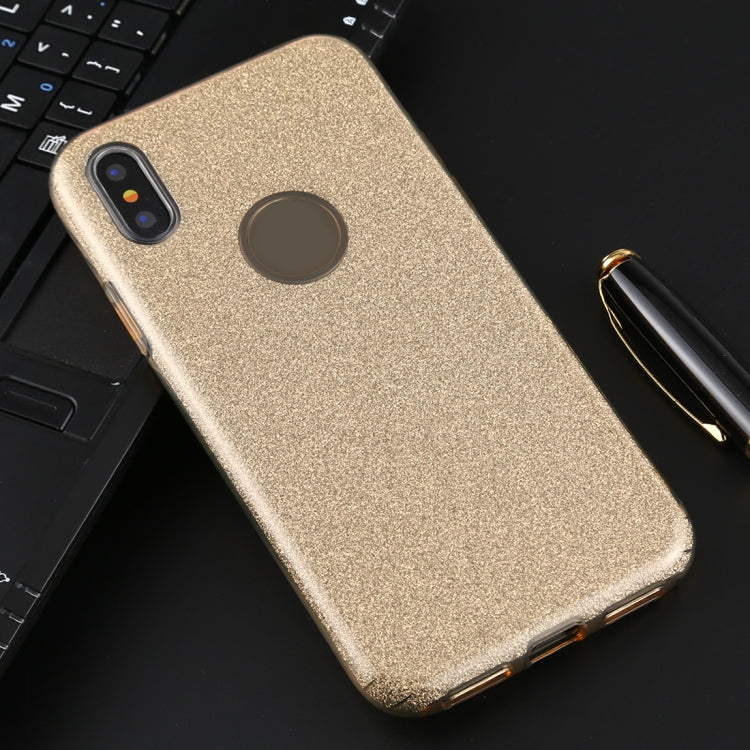 For iPhone XS / X Full Coverage TPU + PC Glittery Powder Protective Back Case