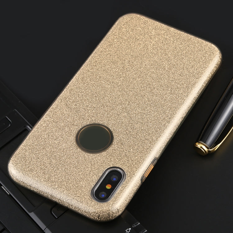 For iPhone XS / X Full Coverage TPU + PC Glittery Powder Protective Back Case