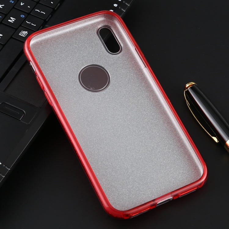 For iPhone XS / X Full Coverage TPU + PC Glittery Powder Protective Back Case