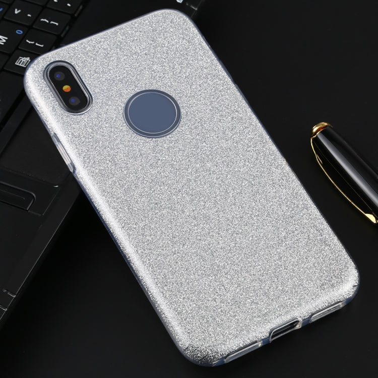 For iPhone XS / X Full Coverage TPU + PC Glittery Powder Protective Back Case