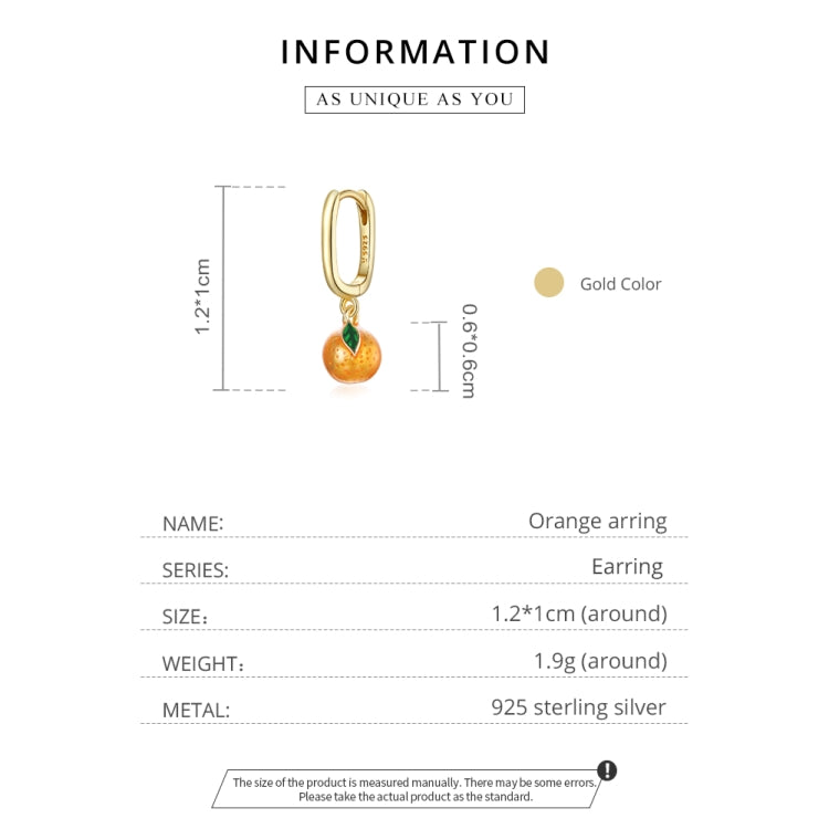 S925 Sterling Silver Orange Fun Women Earrings