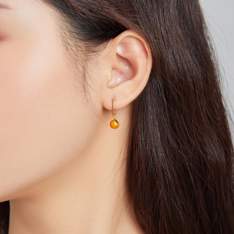 S925 Sterling Silver Orange Fun Women Earrings