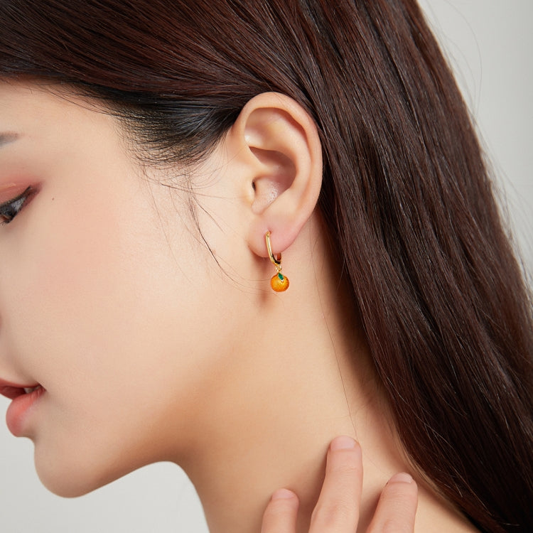 S925 Sterling Silver Orange Fun Women Earrings
