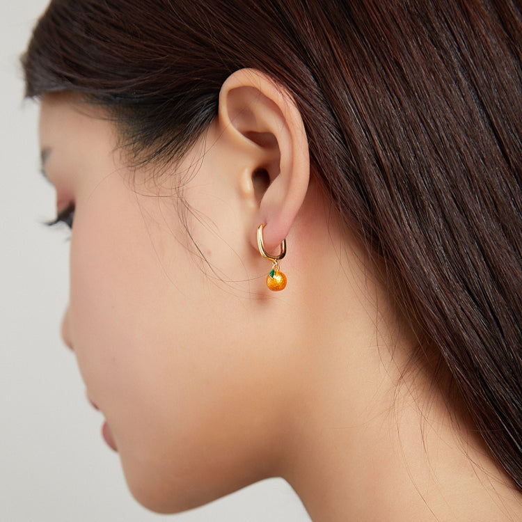 S925 Sterling Silver Orange Fun Women Earrings