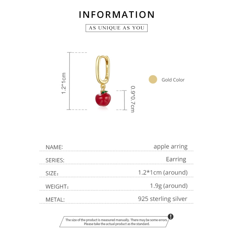 S925 Sterling Silver Little Apple Women Earrings