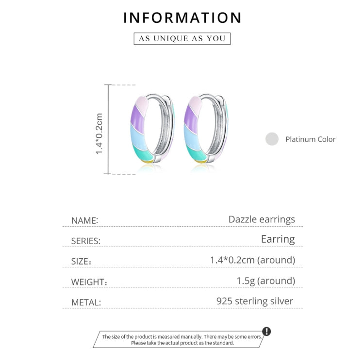 S925 Sterling Silver Colorful Dripping Oil Women Earrings