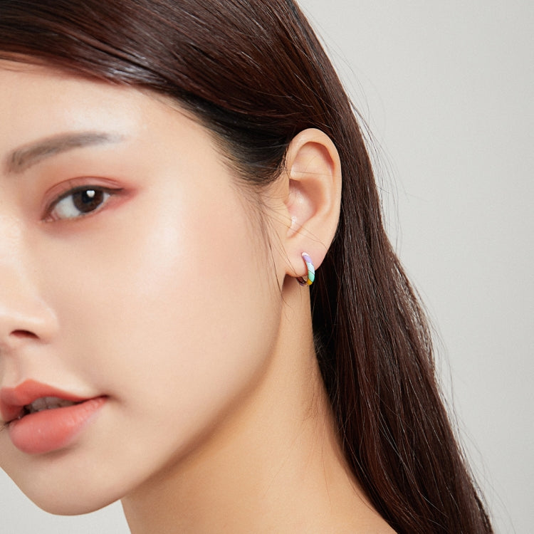 S925 Sterling Silver Colorful Dripping Oil Women Earrings
