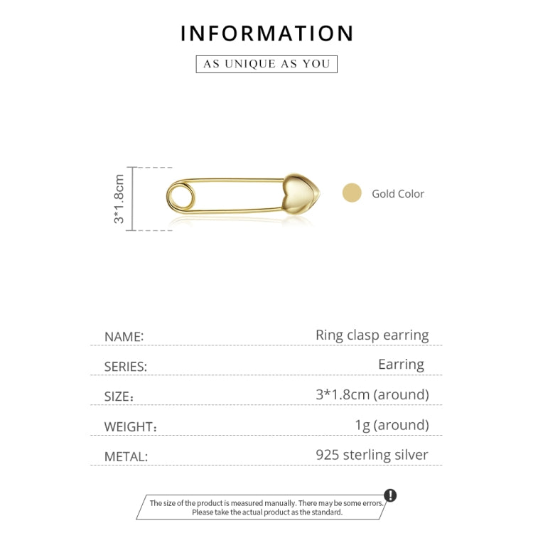 S925 Sterling Silver Heart Pin Women Earrings