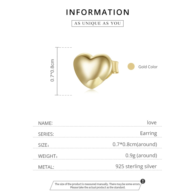 S925 Sterling Silver Heart Ear Studs Women Earrings