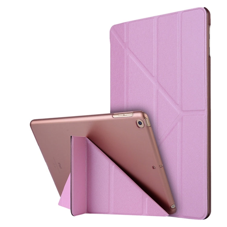 For iPad 10.2 2021 / 2020 / 2019 Silk Texture Horizontal Deformation Flip Leather Case with Holder