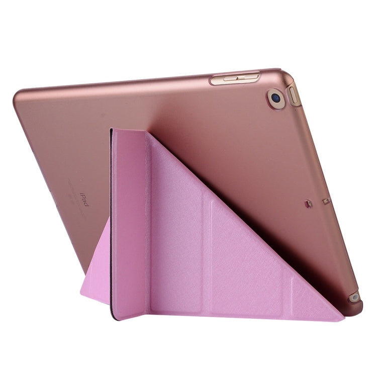 For iPad 10.2 2021 / 2020 / 2019 Silk Texture Horizontal Deformation Flip Leather Case with Holder