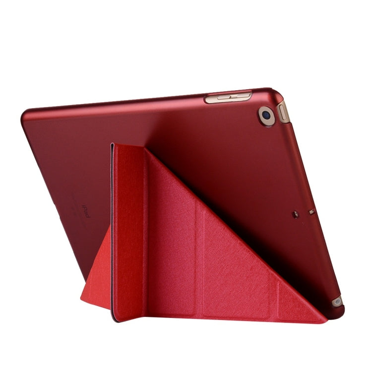 For iPad 10.2 2021 / 2020 / 2019 Silk Texture Horizontal Deformation Flip Leather Case with Holder