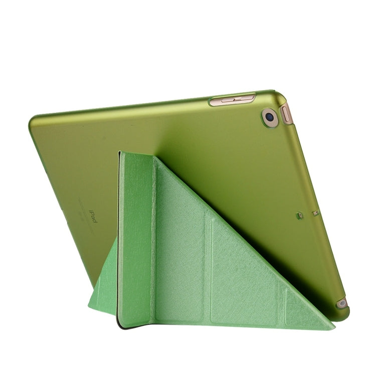 For iPad 10.2 2021 / 2020 / 2019 Silk Texture Horizontal Deformation Flip Leather Case with Holder