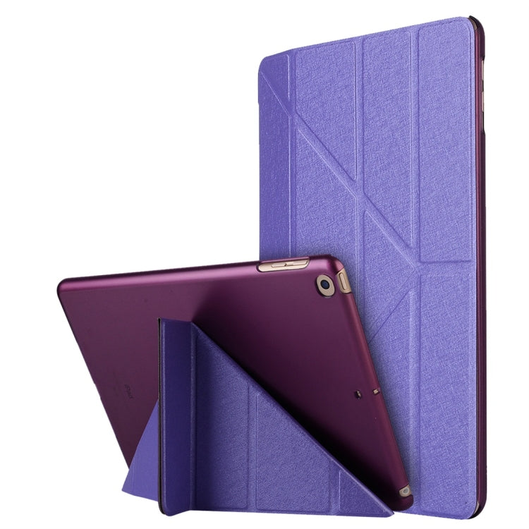 For iPad 10.2 2021 / 2020 / 2019 Silk Texture Horizontal Deformation Flip Leather Case with Holder