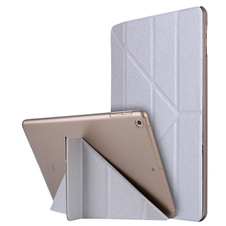 For iPad 10.2 2021 / 2020 / 2019 Silk Texture Horizontal Deformation Flip Leather Case with Holder