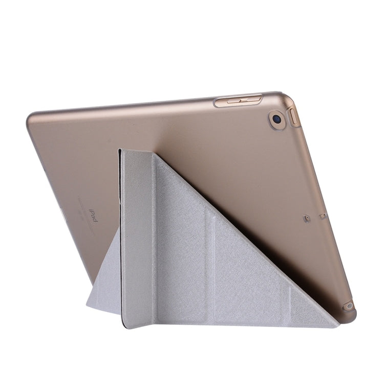 For iPad 10.2 2021 / 2020 / 2019 Silk Texture Horizontal Deformation Flip Leather Case with Holder