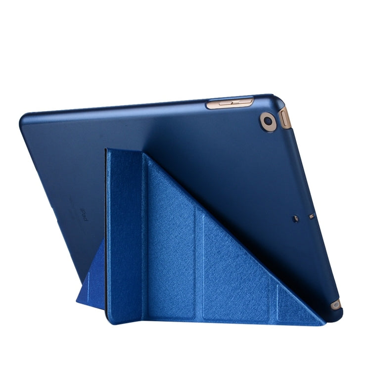For iPad 10.2 2021 / 2020 / 2019 Silk Texture Horizontal Deformation Flip Leather Case with Holder