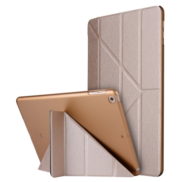For iPad 10.2 2021 / 2020 / 2019 Silk Texture Horizontal Deformation Flip Leather Case with Holder