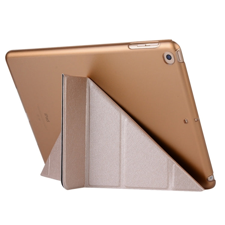 For iPad 10.2 2021 / 2020 / 2019 Silk Texture Horizontal Deformation Flip Leather Case with Holder