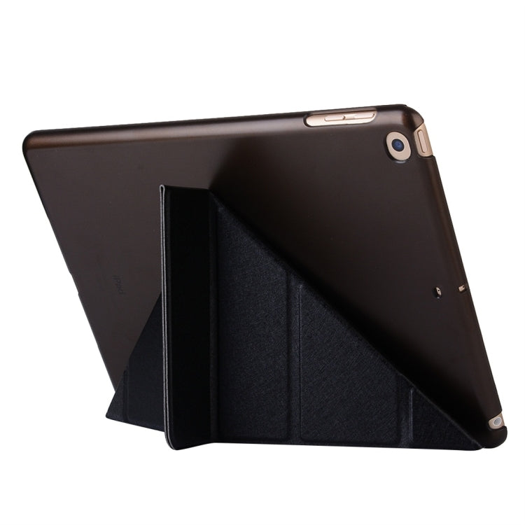 For iPad 10.2 2021 / 2020 / 2019 Silk Texture Horizontal Deformation Flip Leather Case with Holder