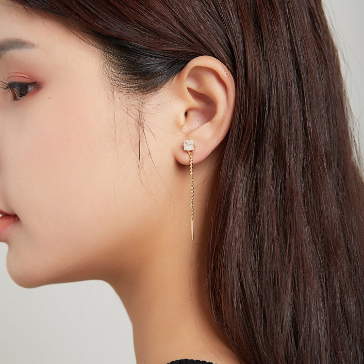 S925 Sterling Silver Square Zircon Ear Studs Women Earrings