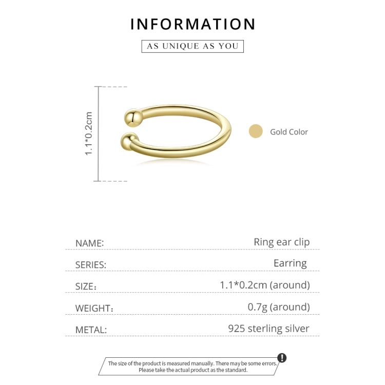 S925 Sterling Silver Ring Ear Clip Women Earrings