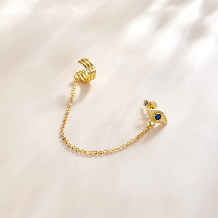 S925 Sterling Silver Devil Eye Zircon Tassel Ear Studs Women Earrings