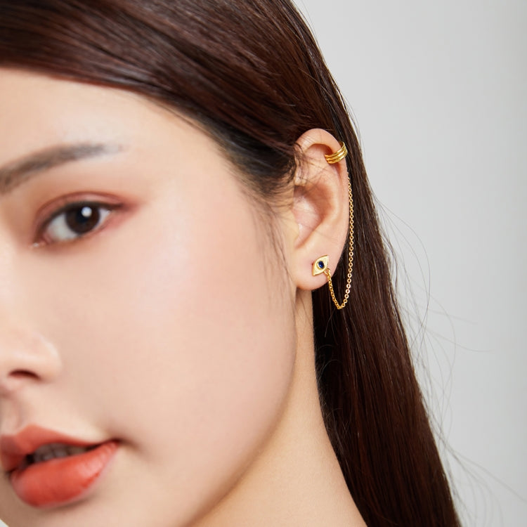S925 Sterling Silver Devil Eye Zircon Tassel Ear Studs Women Earrings