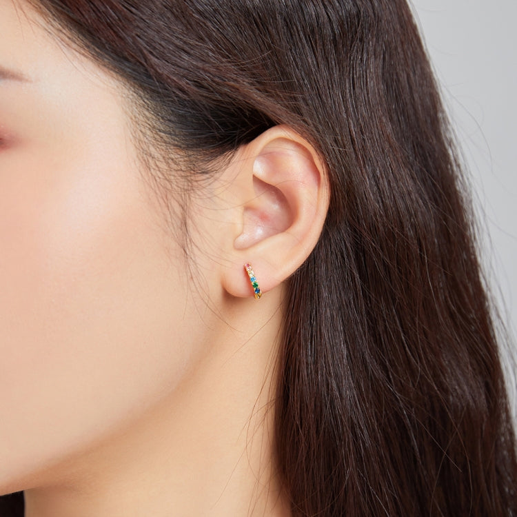 S925 Sterling Silver Colored Zircon Ear Studs Women Earrings