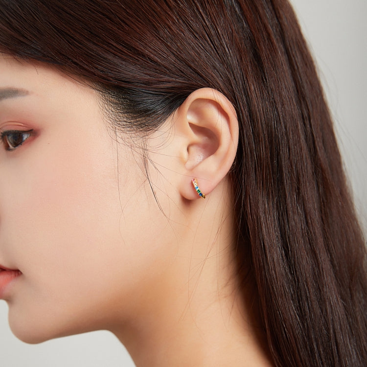 S925 Sterling Silver Colored Zircon Ear Studs Women Earrings