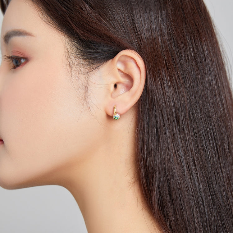 S925 Sterling Silver Rainbow Ball Ear Studs Women Earrings