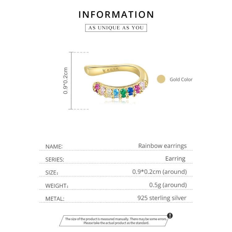 S925 Sterling Silver Colored Zircon Ear Clip Women Earrings
