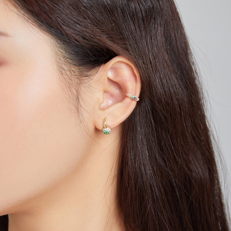 S925 Sterling Silver Colored Zircon Ear Clip Women Earrings