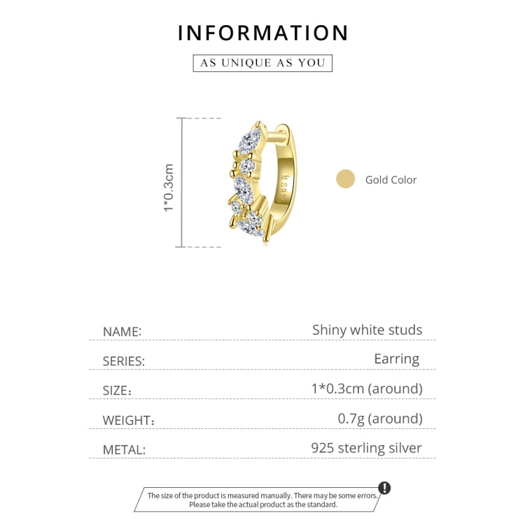 S925 Sterling Silver Shiny White Zirconium Ear Studs Women Earrings