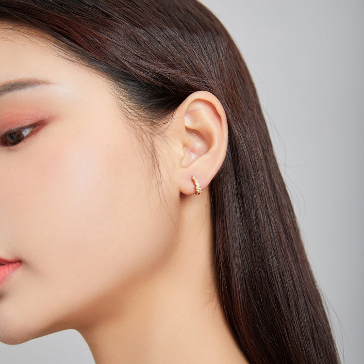 S925 Sterling Silver Shiny White Zirconium Ear Studs Women Earrings