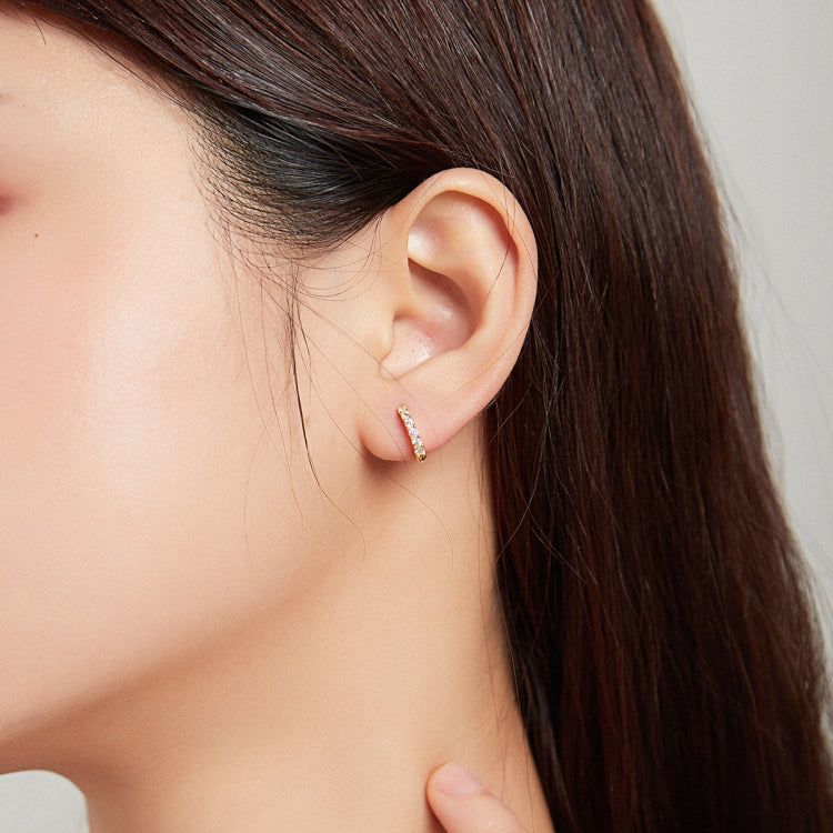 S925 Sterling Silver Silver Shiny White Zirconium Ear Studs Women Earrings