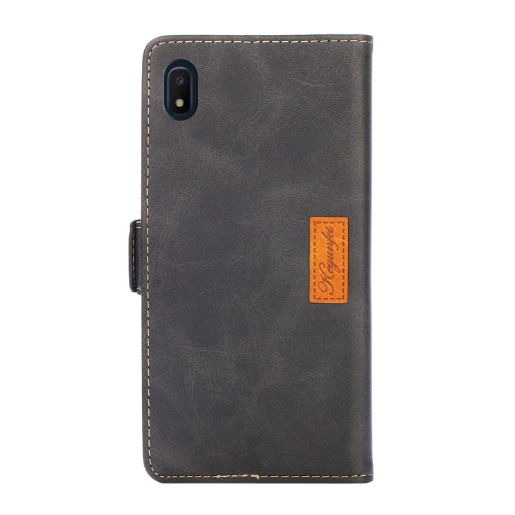 For Samsung Galaxy A10e Retro Texture Contrast Color Side Buckle Horizontal Flip Leather Case with Holder & Card Slots & Wallet