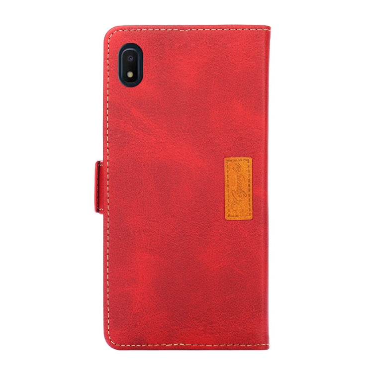 For Samsung Galaxy A10e Retro Texture Contrast Color Side Buckle Horizontal Flip Leather Case with Holder & Card Slots & Wallet