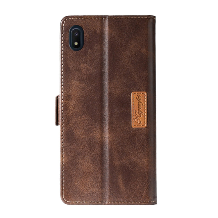 For Samsung Galaxy A10e Retro Texture Contrast Color Side Buckle Horizontal Flip Leather Case with Holder & Card Slots & Wallet