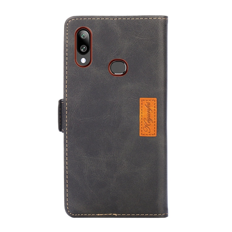 For Samsung Galaxy A10s Retro Texture Contrast Color Side Buckle Horizontal Flip Leather Case with Holder & Card Slots & Wallet