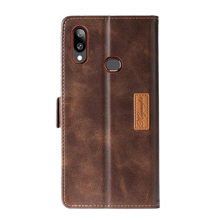 For Samsung Galaxy A10s Retro Texture Contrast Color Side Buckle Horizontal Flip Leather Case with Holder & Card Slots & Wallet