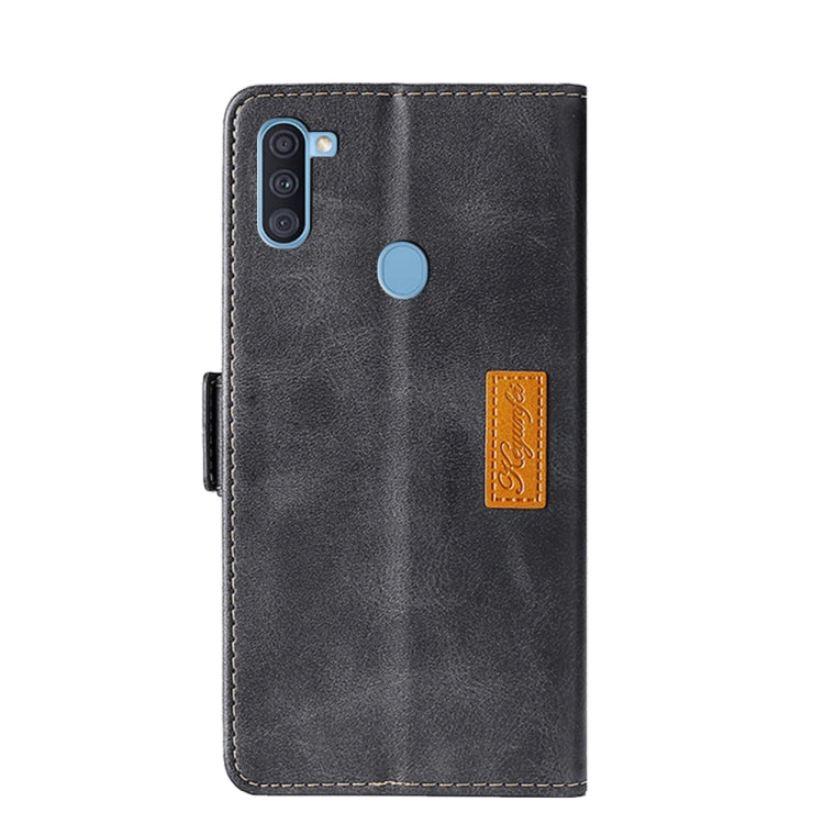 For Samsung Galaxy A11(EU Version) Retro Texture Contrast Color Side Buckle Horizontal Flip Leather Case with Holder & Card Slots & Wallet