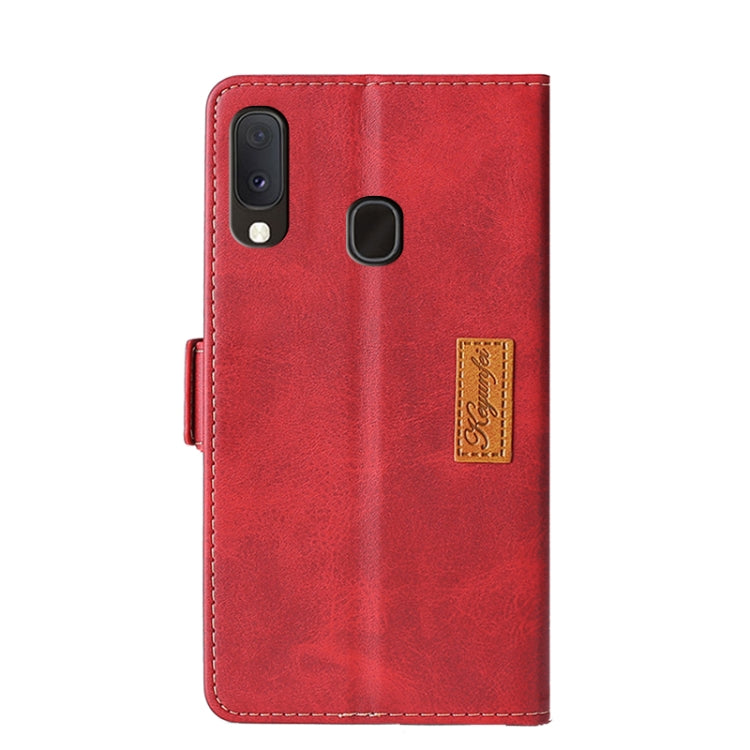 For Samsung Galaxy A20e Retro Texture Contrast Color Side Buckle Horizontal Flip Leather Case with Holder & Card Slots & Wallet