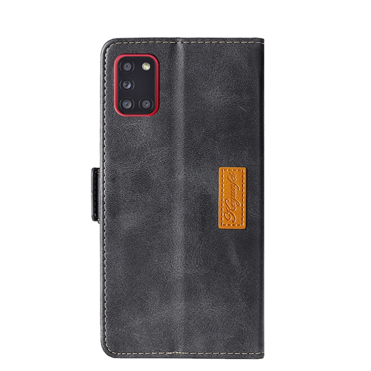 For Samsung Galaxy A31 Retro Texture Contrast Color Side Buckle Horizontal Flip Leather Case with Holder & Card Slots & Wallet