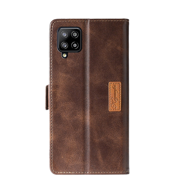 For Samsung Galaxy A42 5G Retro Texture Contrast Color Side Buckle Horizontal Flip Leather Case with Holder & Card Slots & Wallet