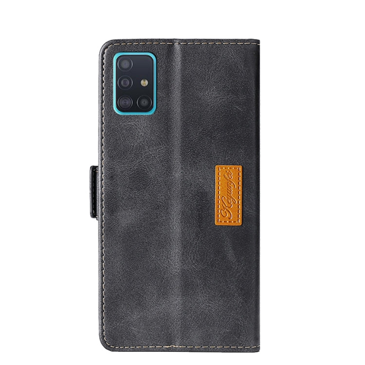 For Samsung Galaxy A51 5G Retro Texture Contrast Color Side Buckle Horizontal Flip Leather Case with Holder & Card Slots & Wallet