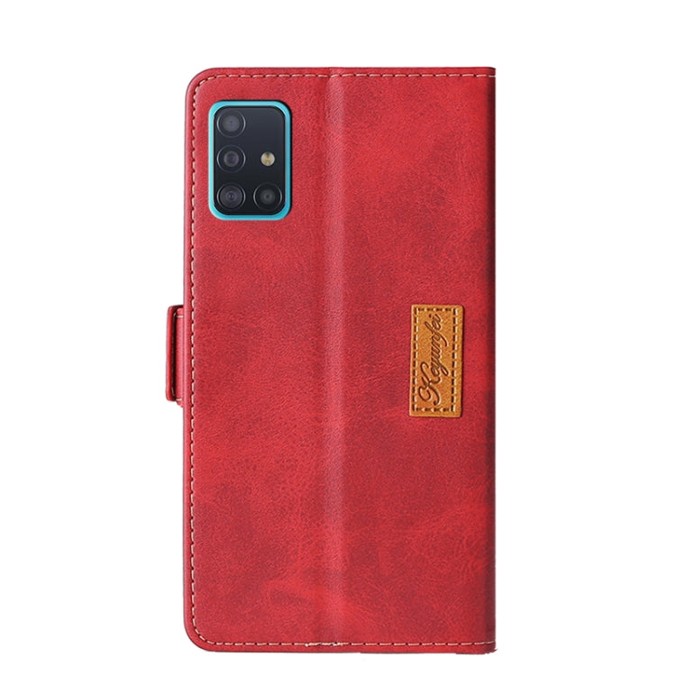 For Samsung Galaxy A51 5G Retro Texture Contrast Color Side Buckle Horizontal Flip Leather Case with Holder & Card Slots & Wallet
